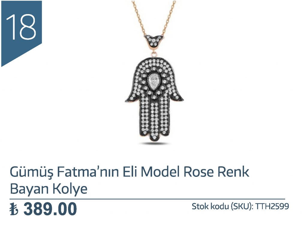 Gümüş Fatma’nın Eli Model Rose Renk Bayan Kolye