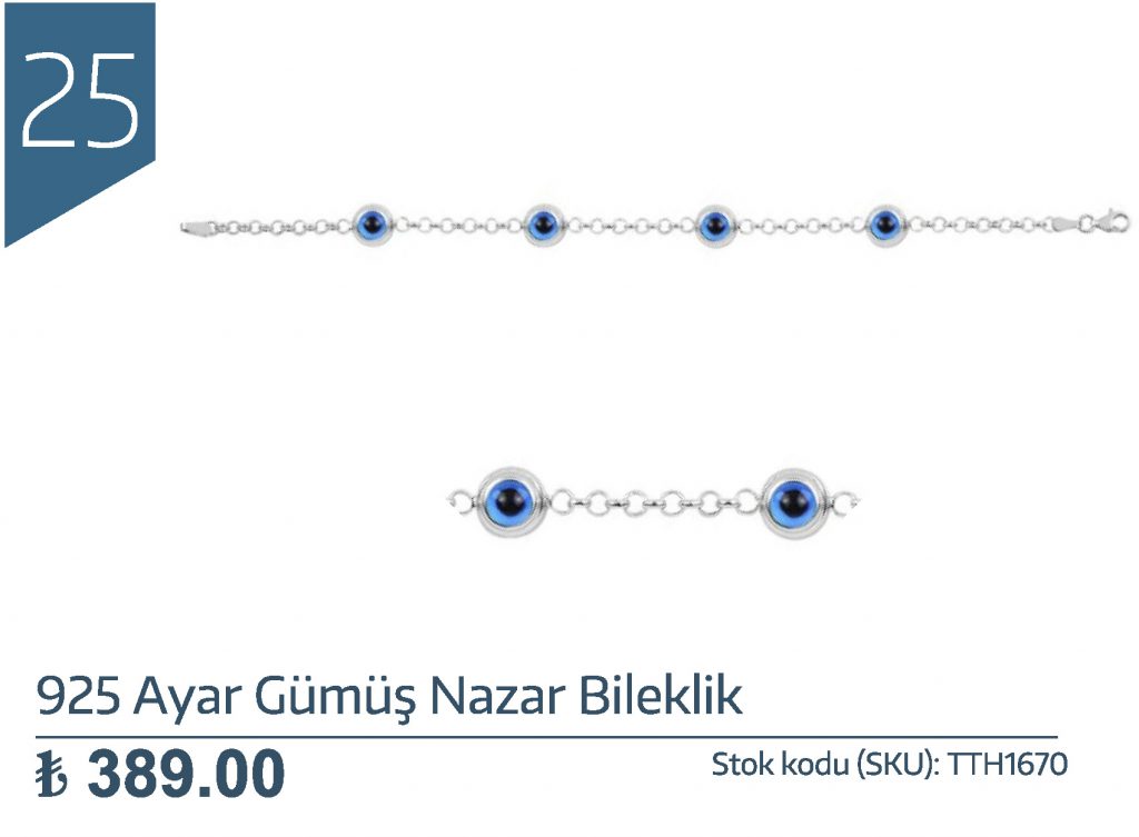 925 Ayar Gümüş Nazar Bileklik