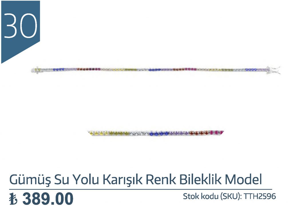 Gümüş Su Yolu Karışık Renk Bileklik Model