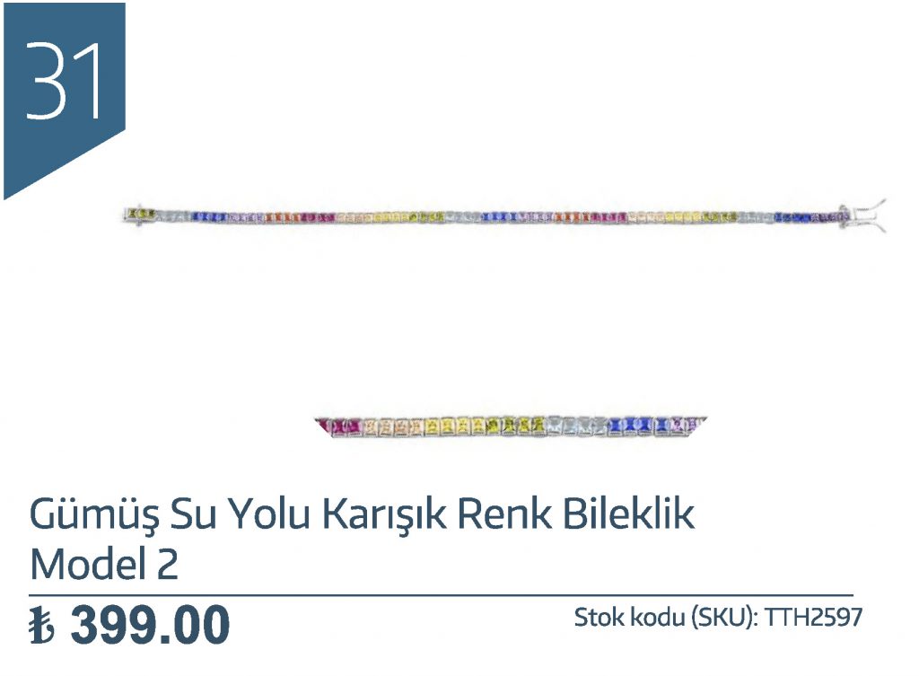 Gümüş Su Yolu Karışık Renk Bileklik Model 2