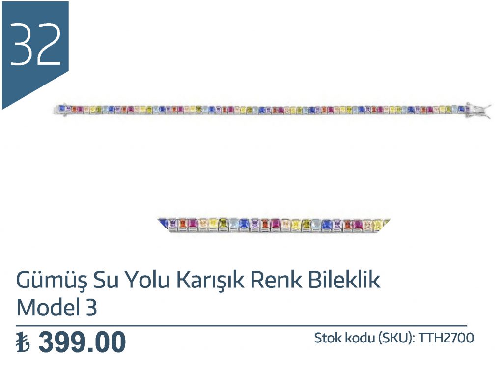 Gümüş Su Yolu Karışık Renk Bileklik Model 3